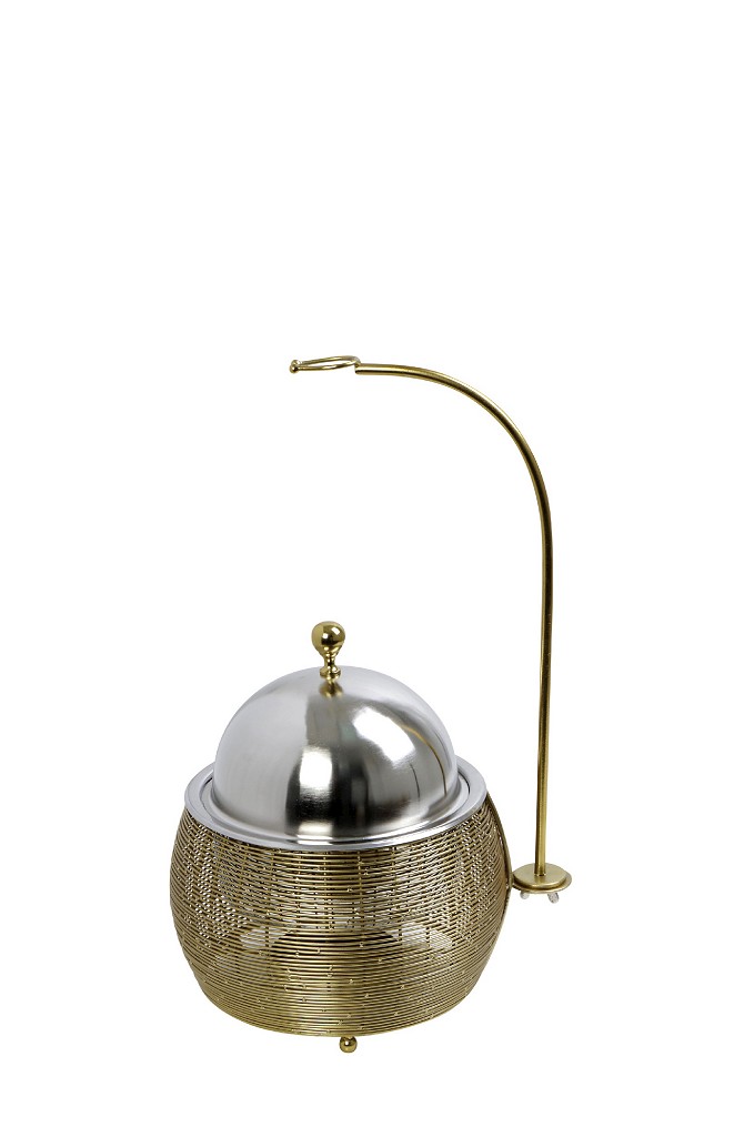 CHAFFING DISH ΜΕ ΒΑΣΗ ΣΤΗΡ. ΚΑΠ. ΚΑΙ ΔΙΠΛΟ ΔΟΧΕΙΟ SS/ΑΛΟΥΜ/ΣΙΔΗΡ. ΧΡΥΣΟ 1500ML GEL WAX 25Χ25Χ30-49ΕΚ TAF116