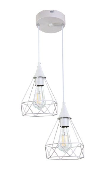 InLight Κρεμαστό φωτιστικό από λευκό μέταλλο 2XE27 D:20cm (4024-2-WH-ROSETTE)