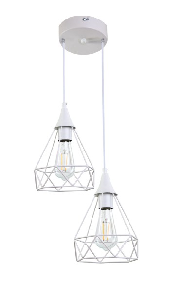 InLight Κρεμαστό φωτιστικό από λευκό μέταλλο 2XE27 D:20cm (4024-2-WH-ROSETTE)