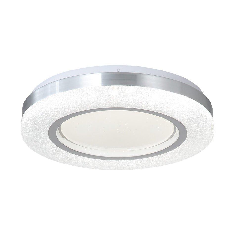 InLight Πλαφονιέρα οροφής LED 27W 3CCT (by tuya) από λευκό και ασημί ακρυλικό D:40cm (42016-B)