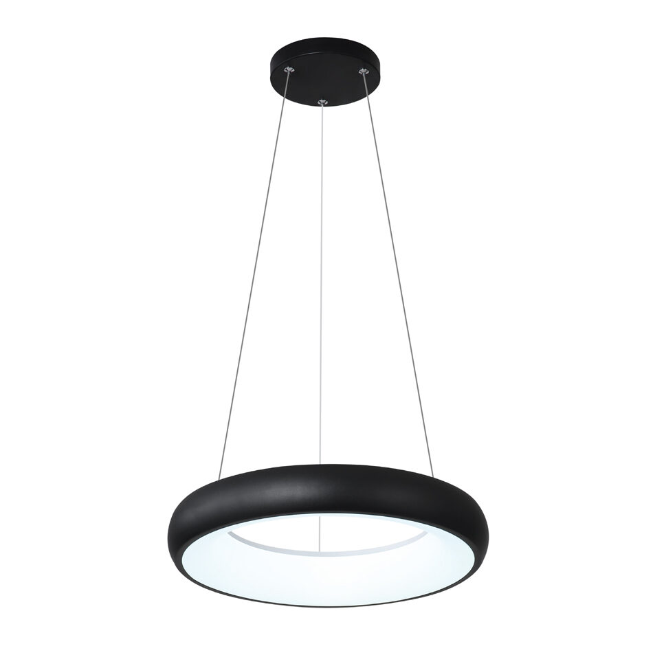 InLight Κρεμαστό φωτιστικό LED 24W 3CCT από μαύρο και λευκό ακρυλικό D:40cm (42023-B-Black)