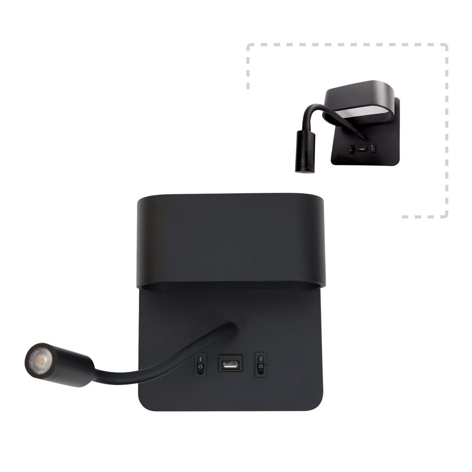 Apple Επιτοίχιο φωτιστικό LED 9W 3000K από μαύρο μέταλλο D:16cm (43036-BL)