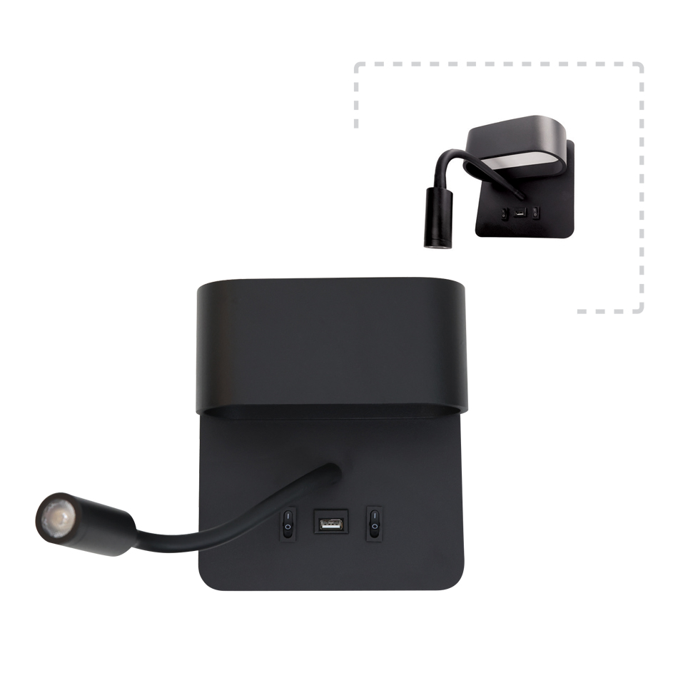 Apple Επιτοίχιο φωτιστικό LED 9W 3000K από μαύρο μέταλλο D:16cm (43036-BL)