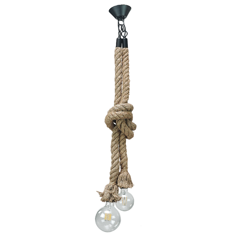 InLight Κρεμαστό φωτιστικό από καφέ σχοινί 2XE27 D:160cm (4381-2-BL)