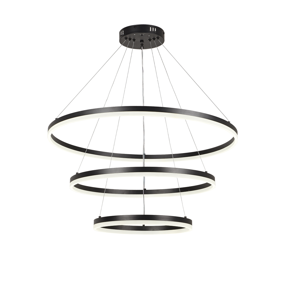 InLight Κρεμαστό φωτιστικό LED 100W 3CCT (by switch on base) D:60cm (6095-A-Black)