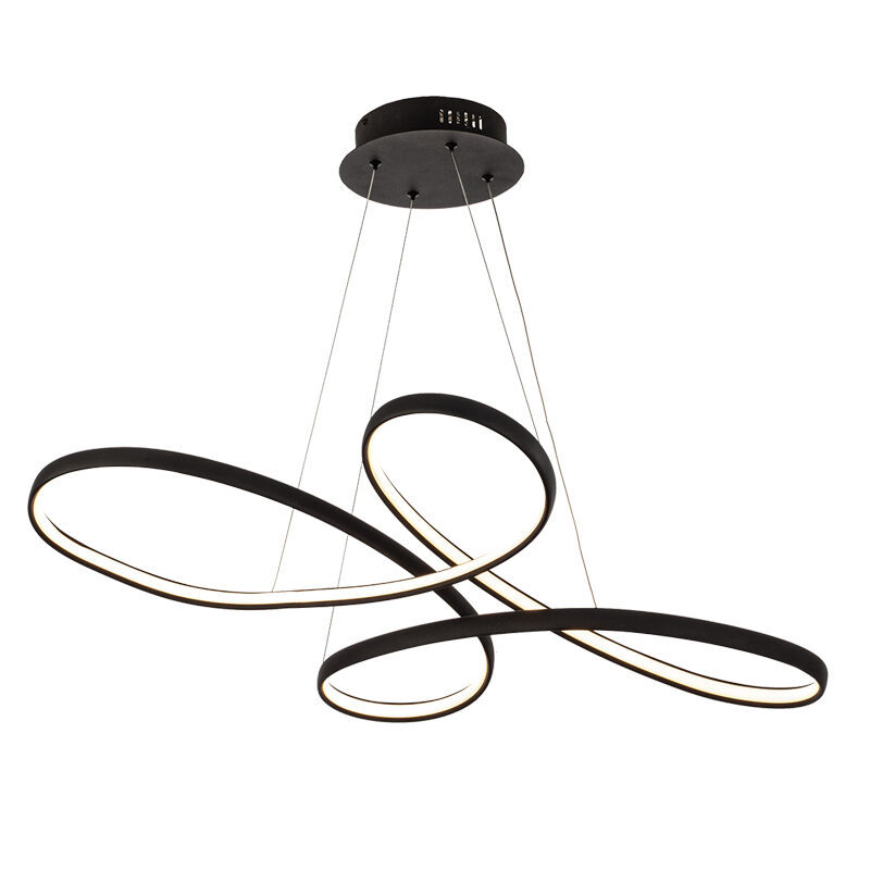 InLight Κρεμαστό φωτιστικό LED 56W 3CCT (by switch) από αλουμίνιο σε μαύρη απόχρωση D:100cm (6150-BL)