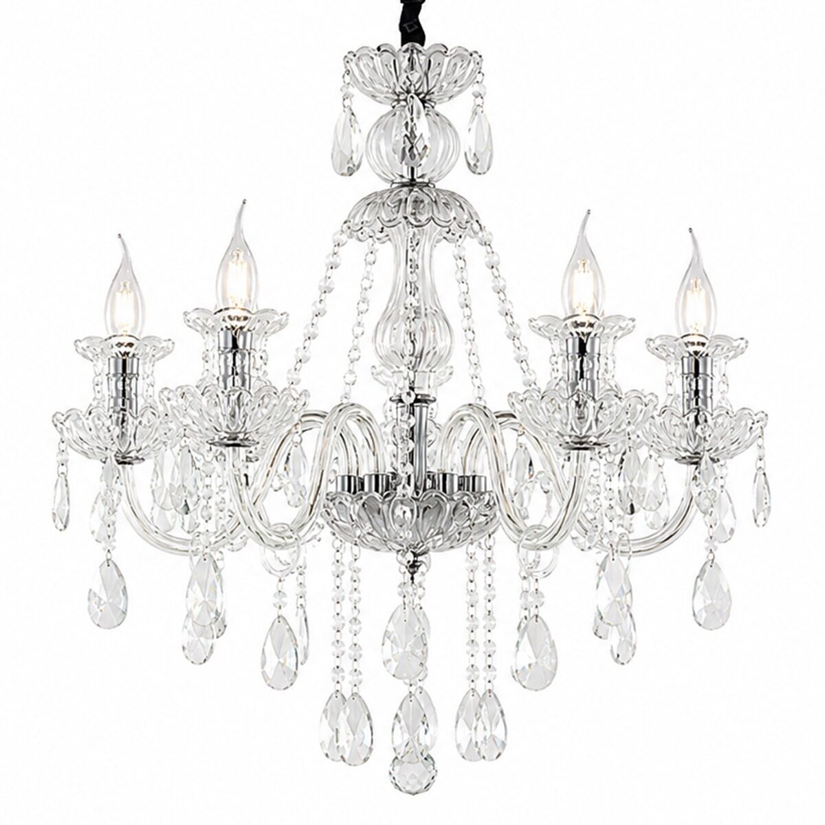 Artekko Artekko Chandelier Mairy Πολυέλαιος 5φωτος E14 με Διάφανο Κρύσταλλο (56x56x100)cm 023-3013