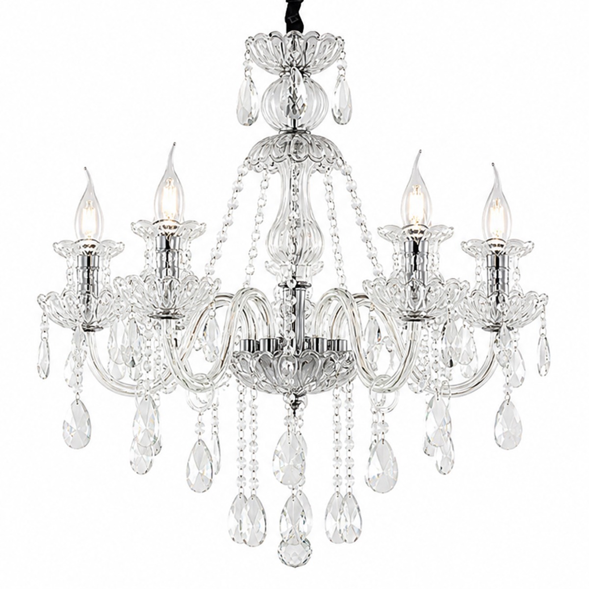 Artekko Artekko Chandelier Mairy Πολυέλαιος 5φωτος E14 με Διάφανο Κρύσταλλο (56x56x100)cm 023-3013