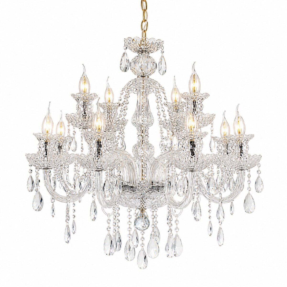 Artekko Artekko Chandelier Mairy Πολυέλαιος 12φωτος Ε14 με Διάφανο Κρύσταλλο (68x68x100)cm 023-3015