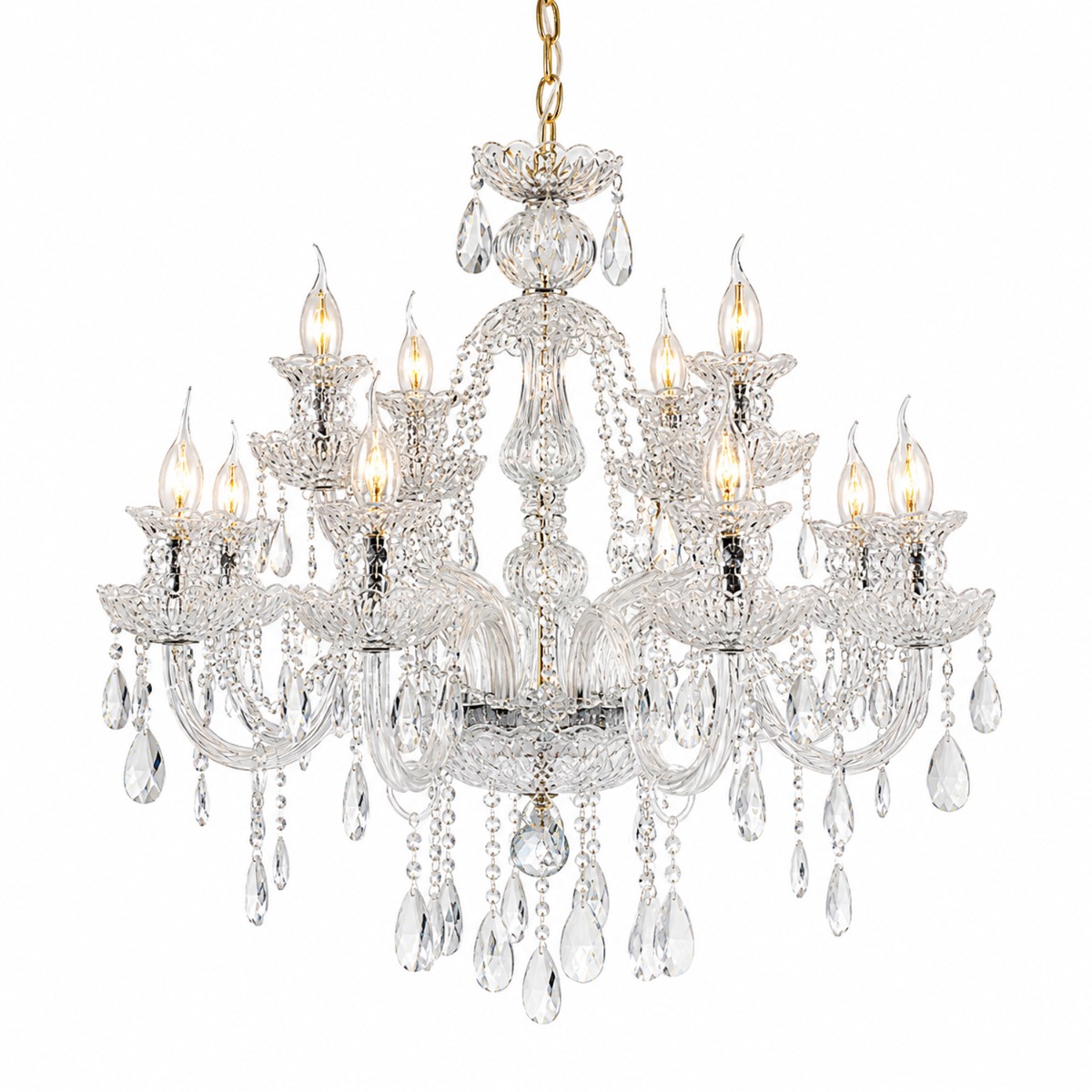 Artekko Artekko Chandelier Mairy Πολυέλαιος 12φωτος Ε14 με Διάφανο Κρύσταλλο (68x68x100)cm 023-3015