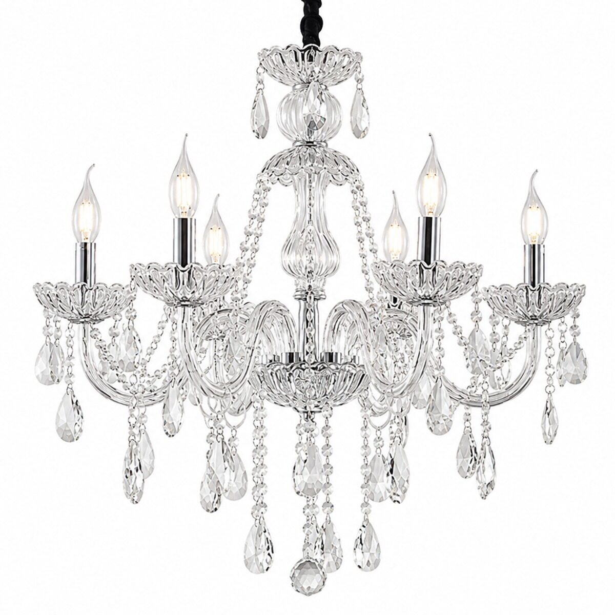 Artekko Artekko Chandelier Sisy Πολυέλαιος 6φωτος Ε14 με Διάφανο Κρύσταλλο (56x56x100)cm 023-3016