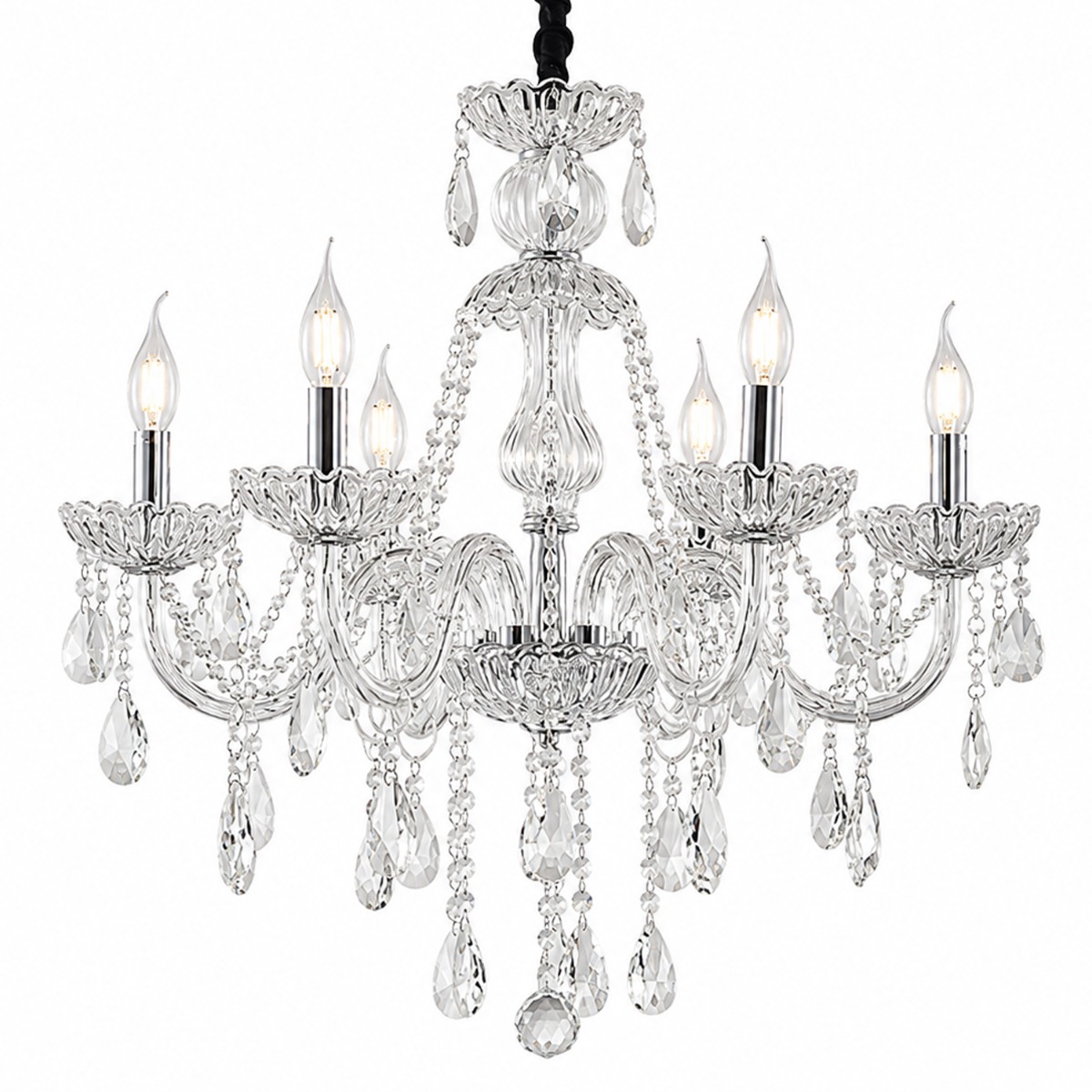 Artekko Artekko Chandelier Sisy Πολυέλαιος 6φωτος Ε14 με Διάφανο Κρύσταλλο (56x56x100)cm 023-3016