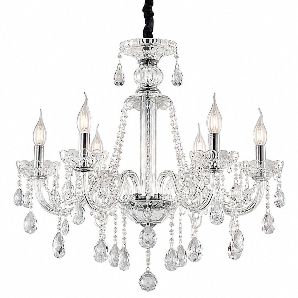 Artekko Artekko Chandelier Zara Πολυέλαιος 6φωτος Ε14 με Διάφανο Κρύσταλλο (70x70x100)cm 023-3021