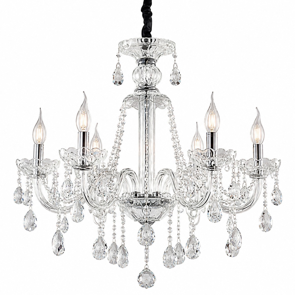 Artekko Artekko Chandelier Zara Πολυέλαιος 6φωτος Ε14 με Διάφανο Κρύσταλλο (70x70x100)cm 023-3021