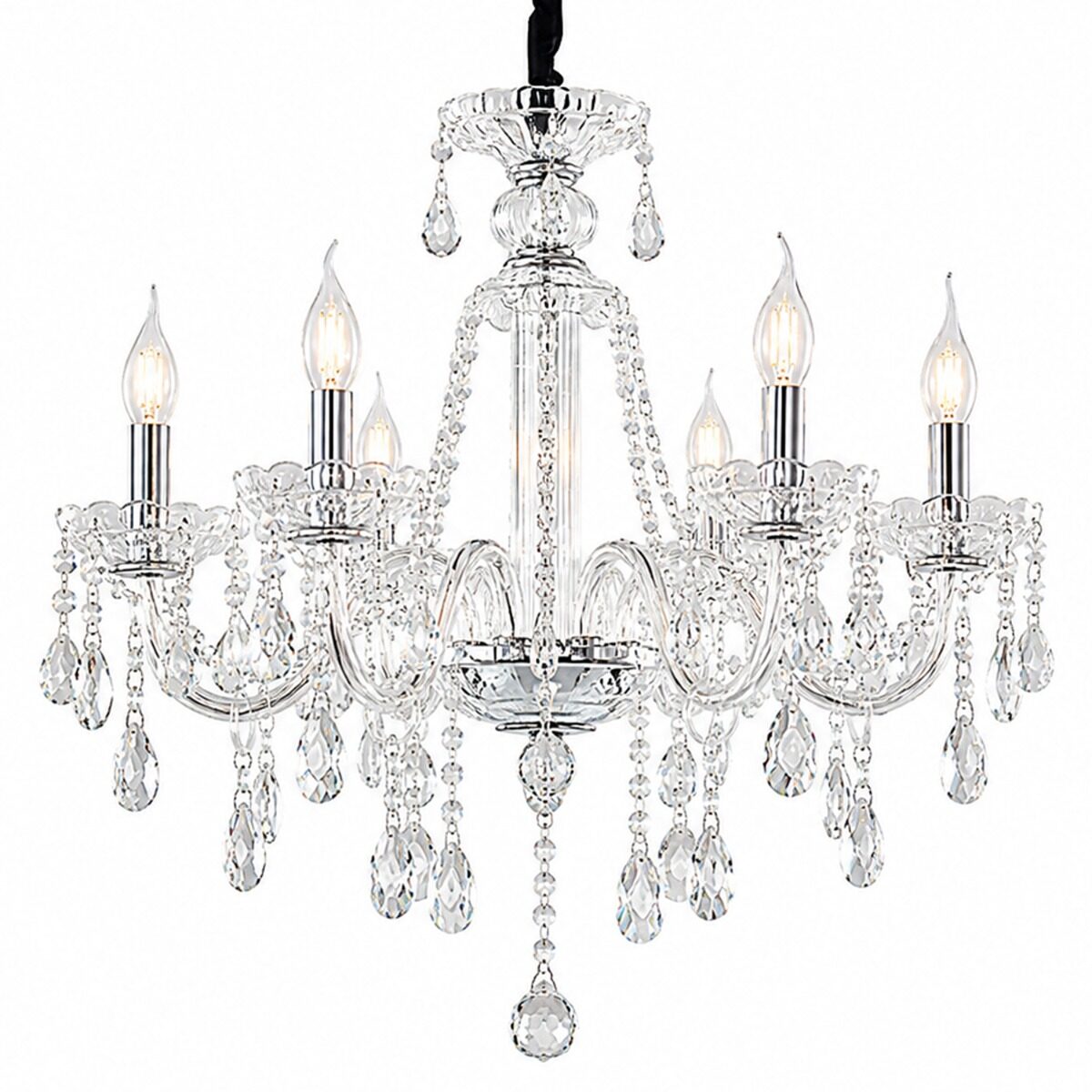 Artekko Artekko Chandelier Zara Πολυέλαιος 8φωτος Ε14 με Διάφανο Κρύσταλλο (70x70x100)cm 023-3022
