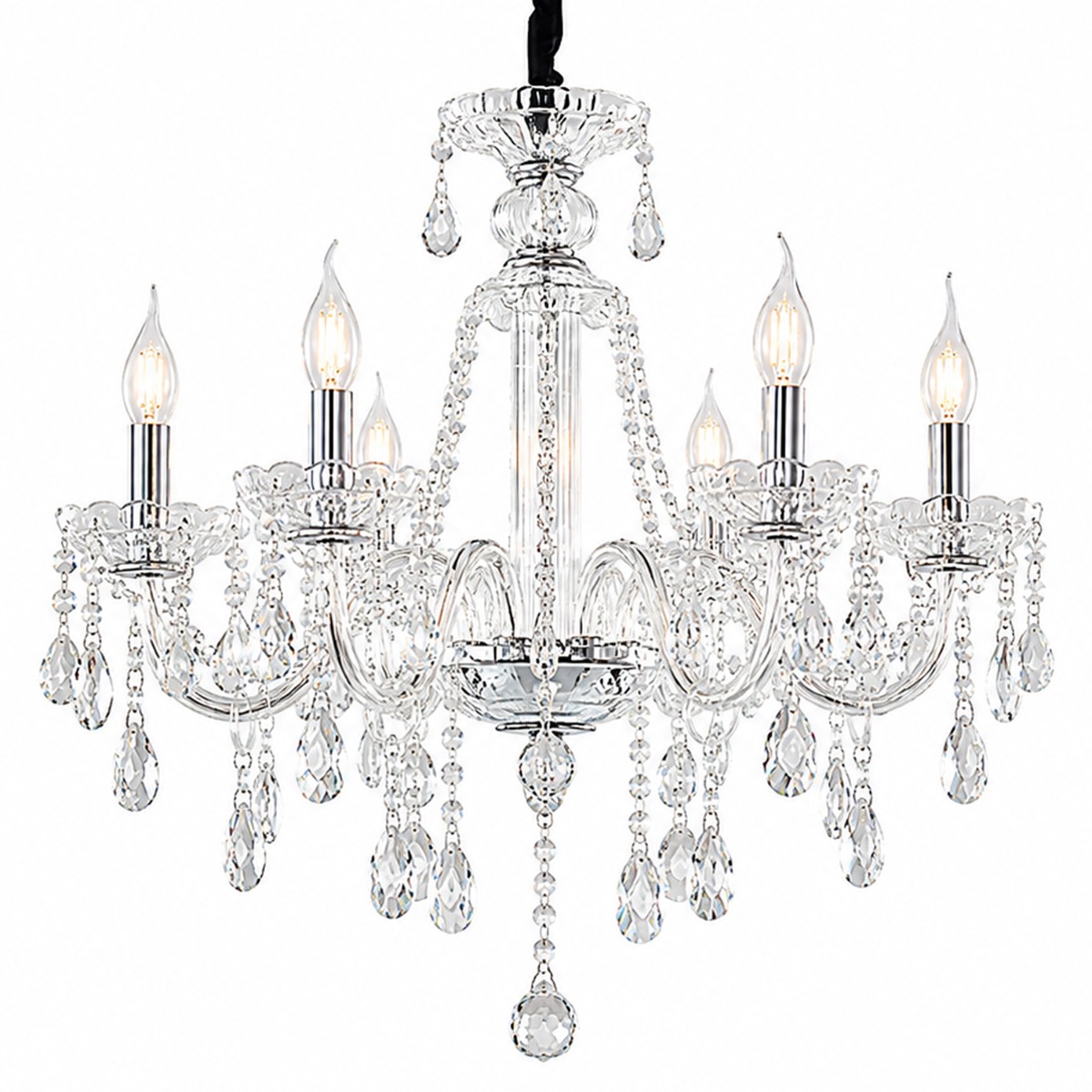 Artekko Artekko Chandelier Zara Πολυέλαιος 8φωτος Ε14 με Διάφανο Κρύσταλλο (70x70x100)cm 023-3022