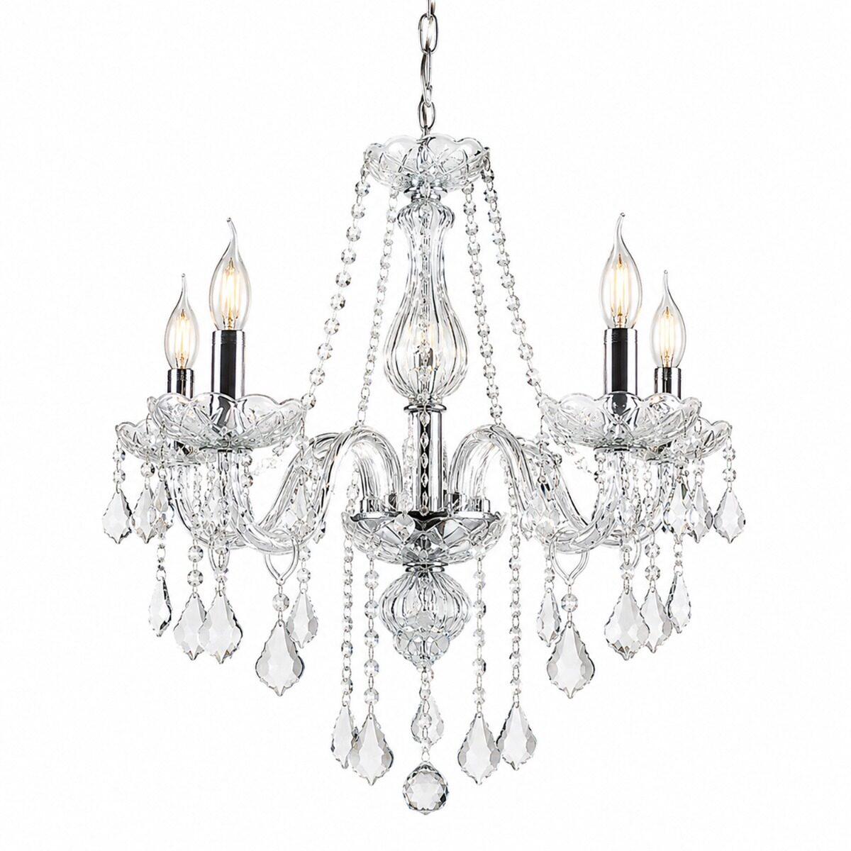Artekko Artekko Chandelier Lisa Πολυέλαιος 5φωτος Ε14 με Διάφανο Κρύσταλλο (60x60x100)cm 023-3023