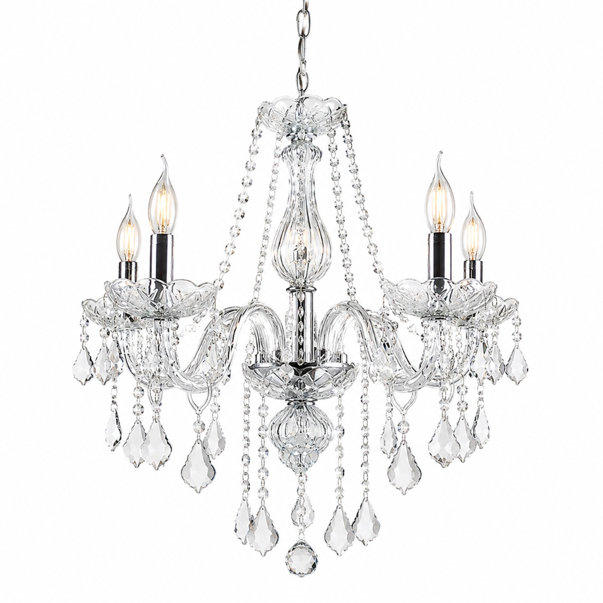 Artekko Artekko Chandelier Lisa Πολυέλαιος 5φωτος Ε14 με Διάφανο Κρύσταλλο (60x60x100)cm 023-3023