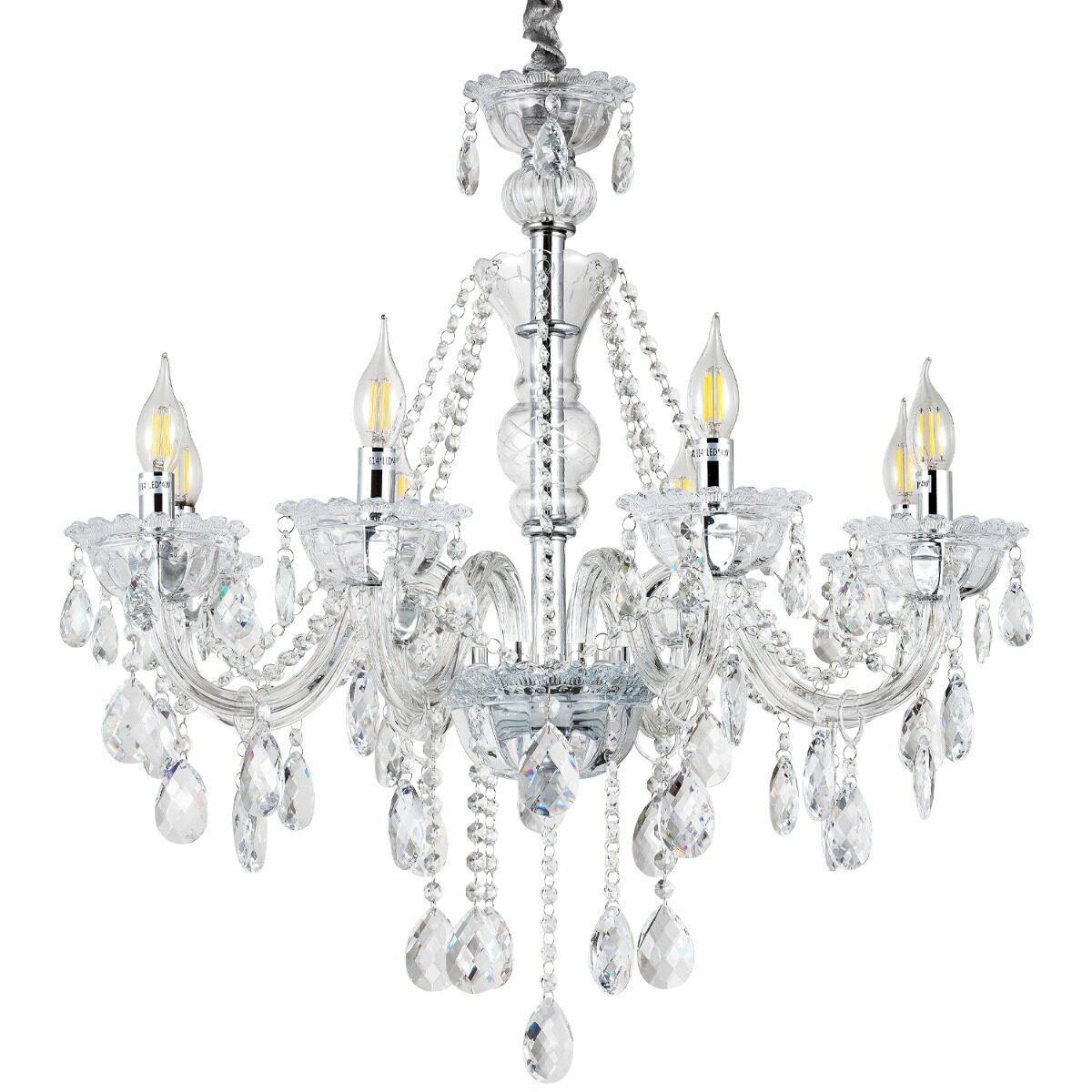 Artekko Artekko Chandelier Rea Πολυέλαιος 8φωτος Ε14 με Διάφανο Κρύσταλλο (73x73x100)cm 023-3028