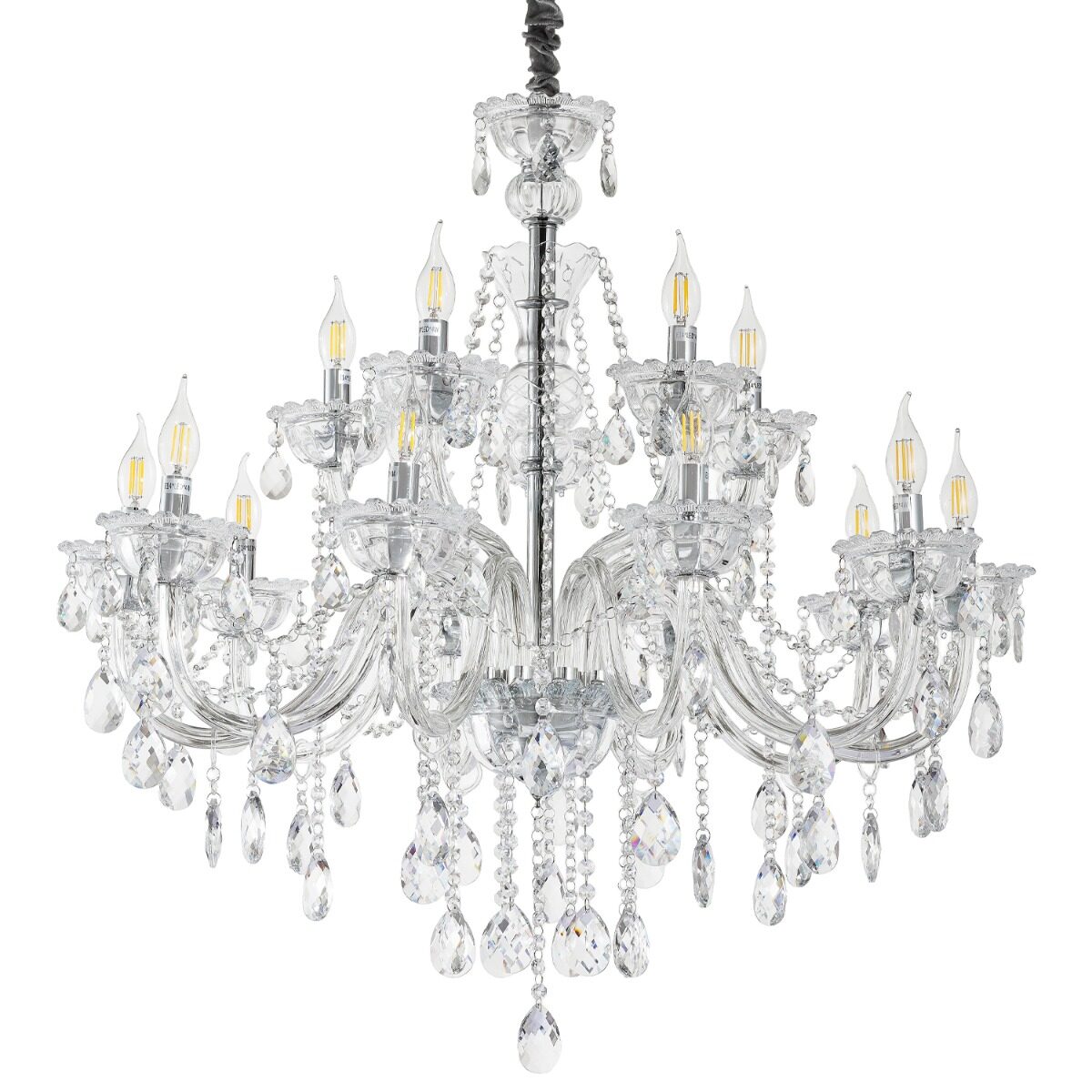 Artekko Artekko Chandelier Rea Πολυέλαιος 15φωτος Ε14 με Διάφανο Κρύσταλλο (87x87x100)cm 023-3029