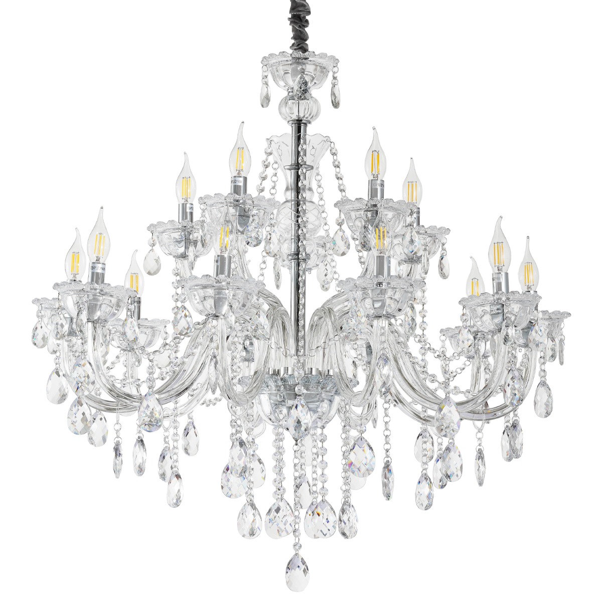Artekko Artekko Chandelier Rea Πολυέλαιος 15φωτος Ε14 με Διάφανο Κρύσταλλο (87x87x100)cm 023-3029