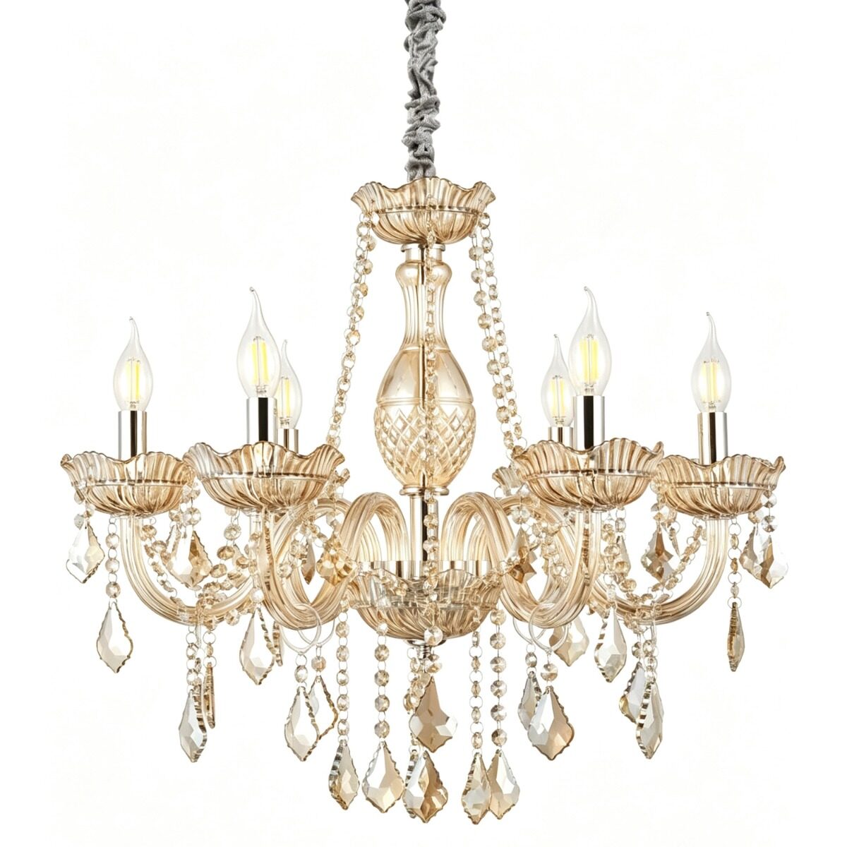 Artekko Artekko Chandelier Champ Πολυέλαιος 6φωτος Ε14 με Σαμπανιζέ Κρύσταλλο (65x65x100)cm 023-3032