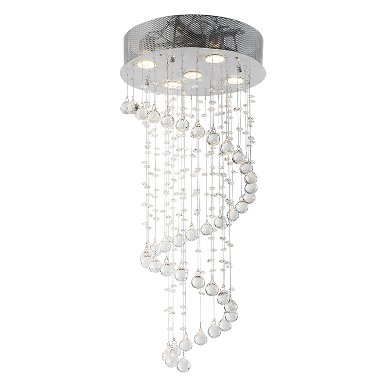 Artekko Artekko Crystal Κρεμαστό Φωτιστικό με 5 Λάμπες Διάφανο Κρύσταλλο (50x50x140)cm 023-3037