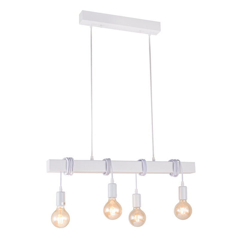 Artekko Artekko Rod Φωτιστικό με 4 Λάμπες Ξύλινο Λευκό (70x10x30)cm 023-3040