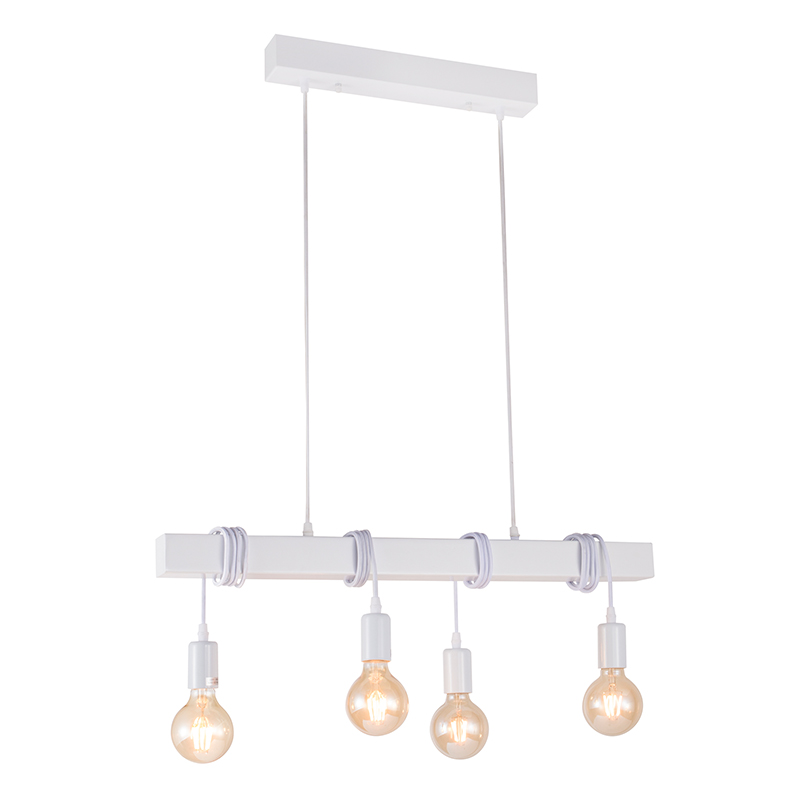 Artekko Artekko Rod Φωτιστικό με 4 Λάμπες Ξύλινο Λευκό (70x10x30)cm 023-3040