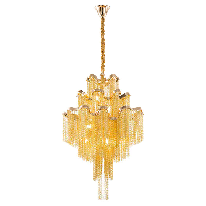 Artekko Artekko Chain Πολυέλαιος 9φωτος με Αλυσίδες Χρυσό (60x60x90)cm 023-3060