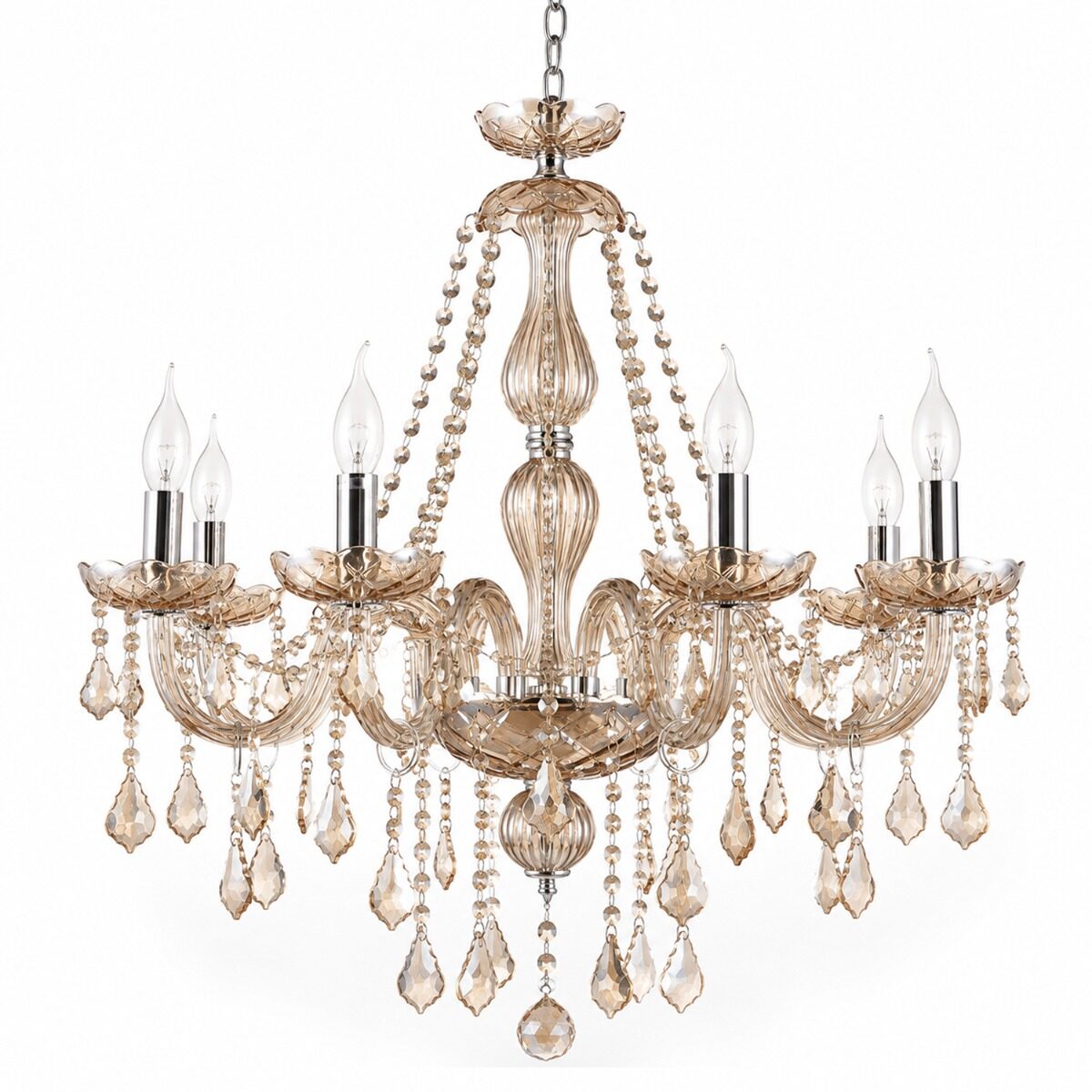 Artekko Artekko Chandelier Luna Πολυέλαιος 8φωτος Ε14 με Σαμπανιζέ Κρύσταλλο (60x60x68)cm 023-3145-A