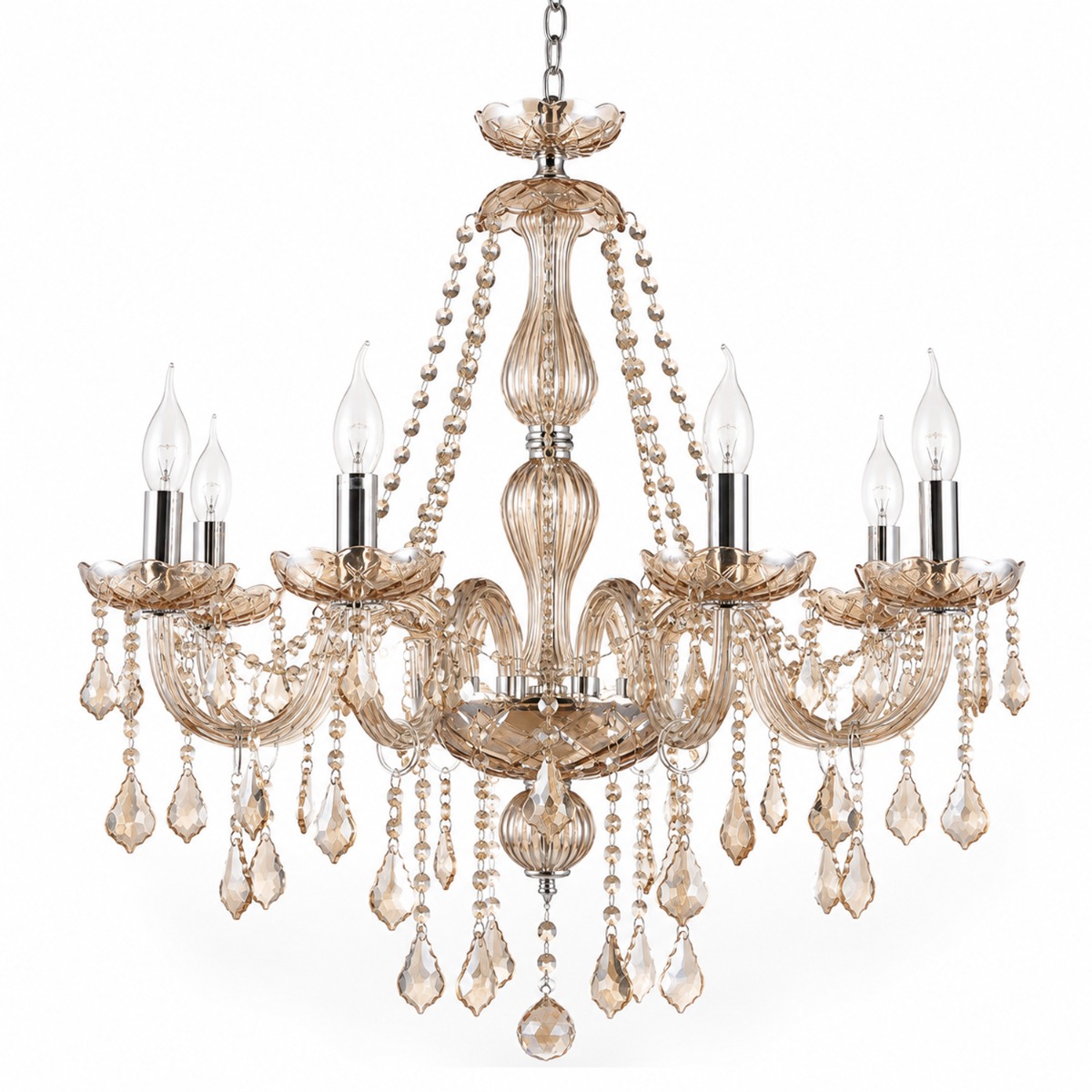 Artekko Artekko Chandelier Luna Πολυέλαιος 8φωτος Ε14 με Σαμπανιζέ Κρύσταλλο (60x60x68)cm 023-3145-A