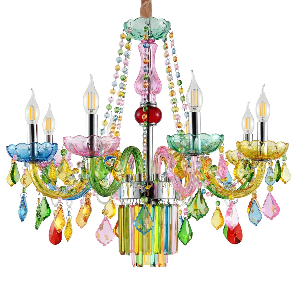 Artekko Artekko Chandelier Πολυέλαιος 7φωτος Ε14 με Πολύχρωμα Κρύσταλλα (66x66)cm 023-3240