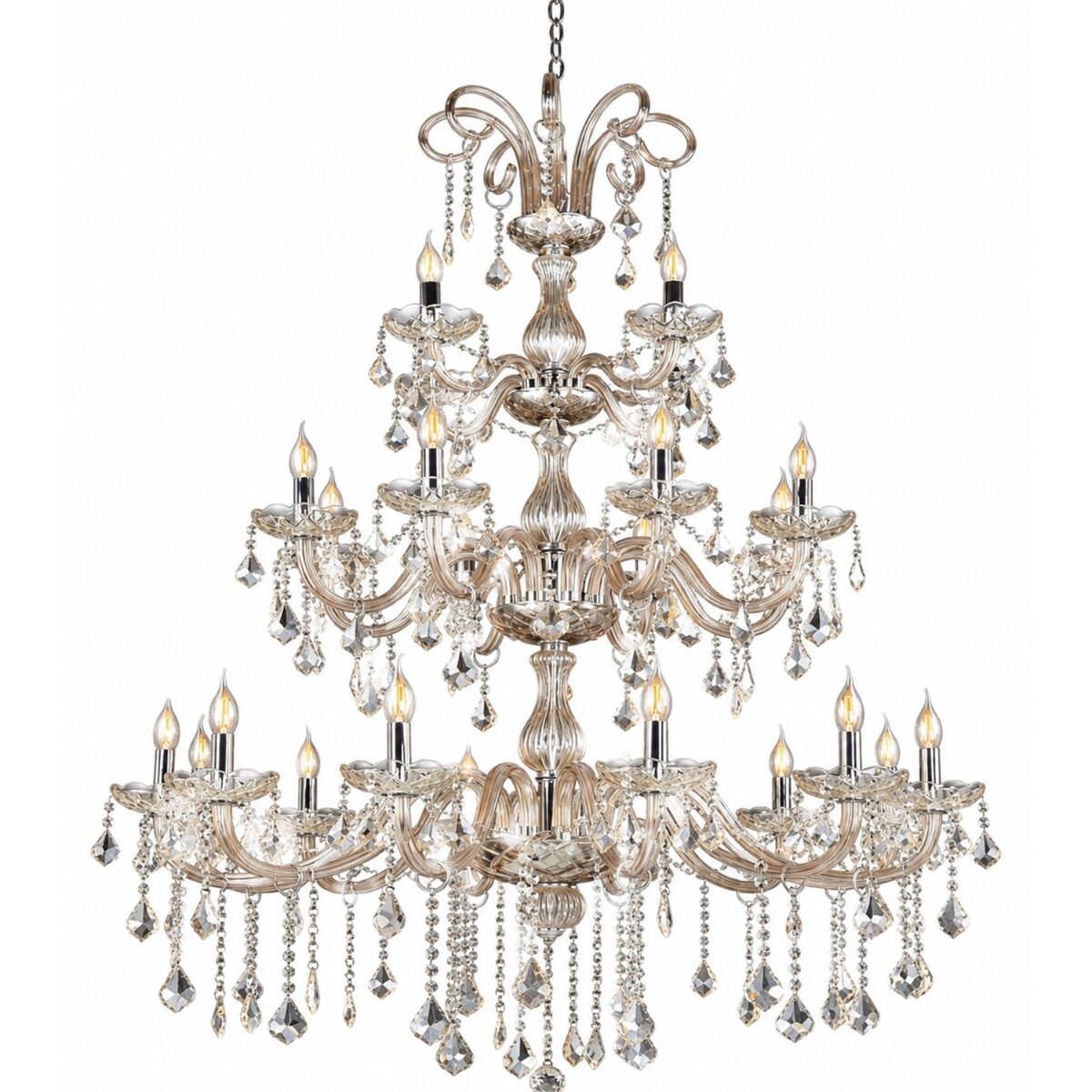 Artekko Artekko Chandelier Helios Πολυέλαιος 24φωτος Ε14 με Σαμπανιζέ Κρύσταλλα (100x100x180)cm 023-3252