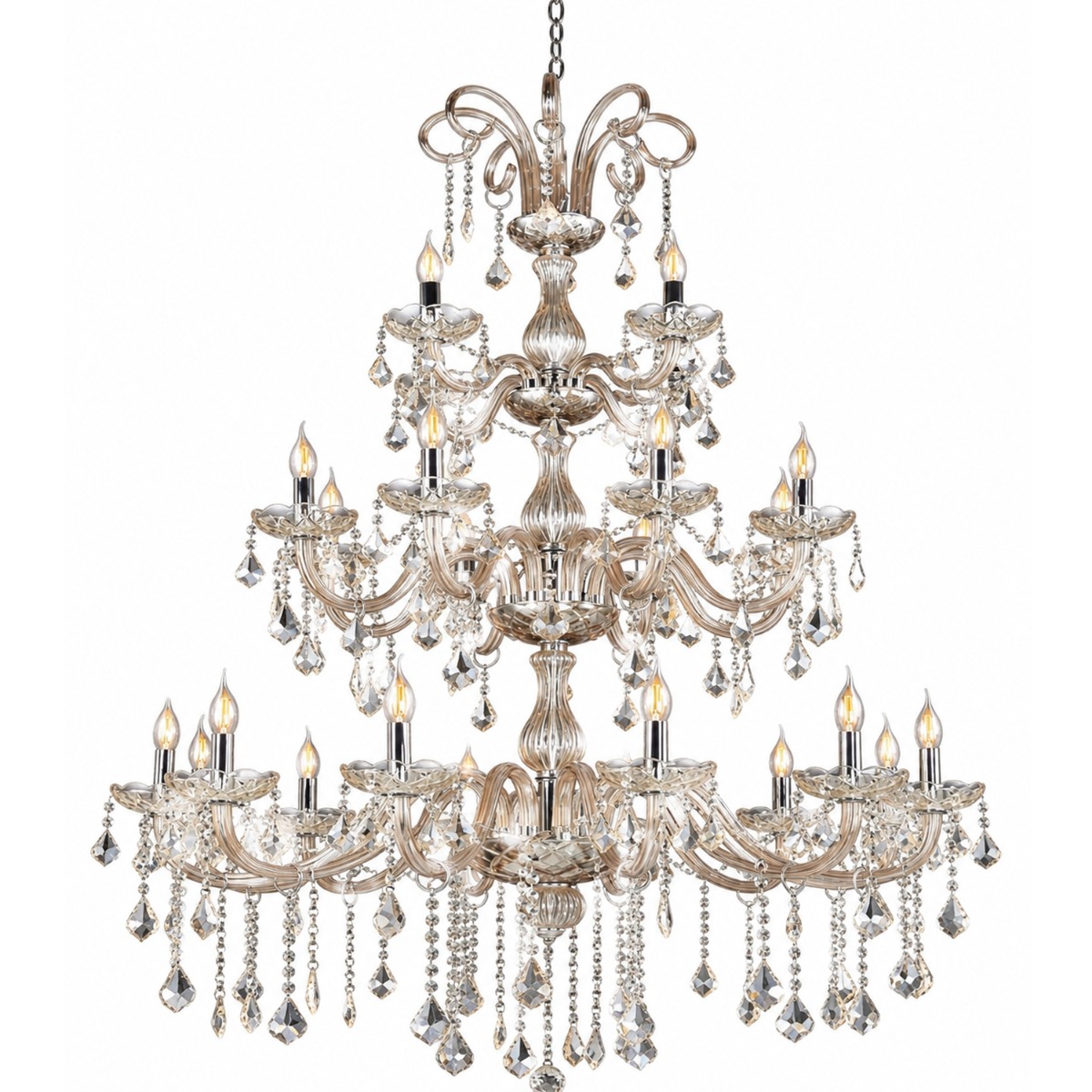 Artekko Artekko Chandelier Helios Πολυέλαιος 24φωτος Ε14 με Σαμπανιζέ Κρύσταλλα (100x100x180)cm 023-3252