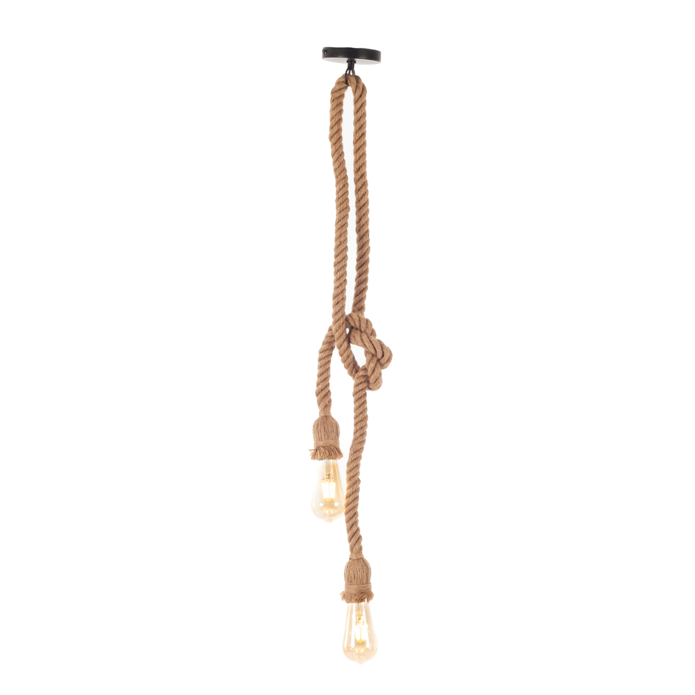 Artekko Artekko Hemp Rope Φωτιστικό Οροφής 2φωτο (Ε27) με Σχοινί (10x10x100)cm 023-3303
