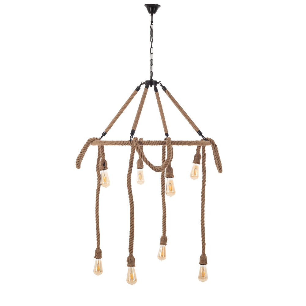 Artekko Artekko Hemp Rope Φωτιστικό Οροφής 8φωτο (Ε27) με Μαύρο Μέταλλο/Σχοινί (80x80x120)cm 023-3317