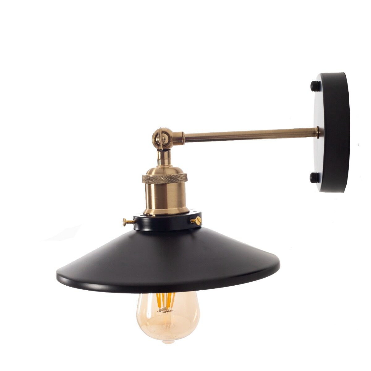 Artekko Artekko Aluminum Φωτιστικό Απλίκα Μονόφωτο (Ε27) Μαύρο/Χρυσό με Καθρέφτη (29x29x46)cm 023-3322