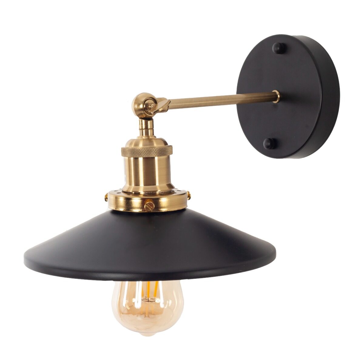 Artekko Artekko Aluminum Φωτιστικό Απλίκα Μονόφωτο (Ε27) Μαύρο/Χρυσό με Καθρέφτη (24x24x14)cm 023-3323
