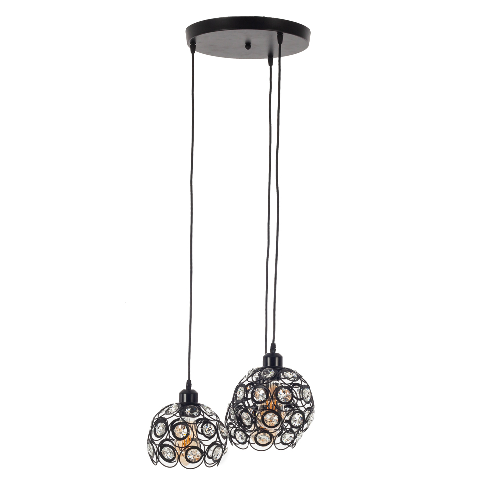 Artekko Artekko Iron Φωτιστικό Οροφής 3φωτο (Ε27) Μαύρο Μεταλλικό με Κρυσταλλάκια (40x40x80)cm 023-3363