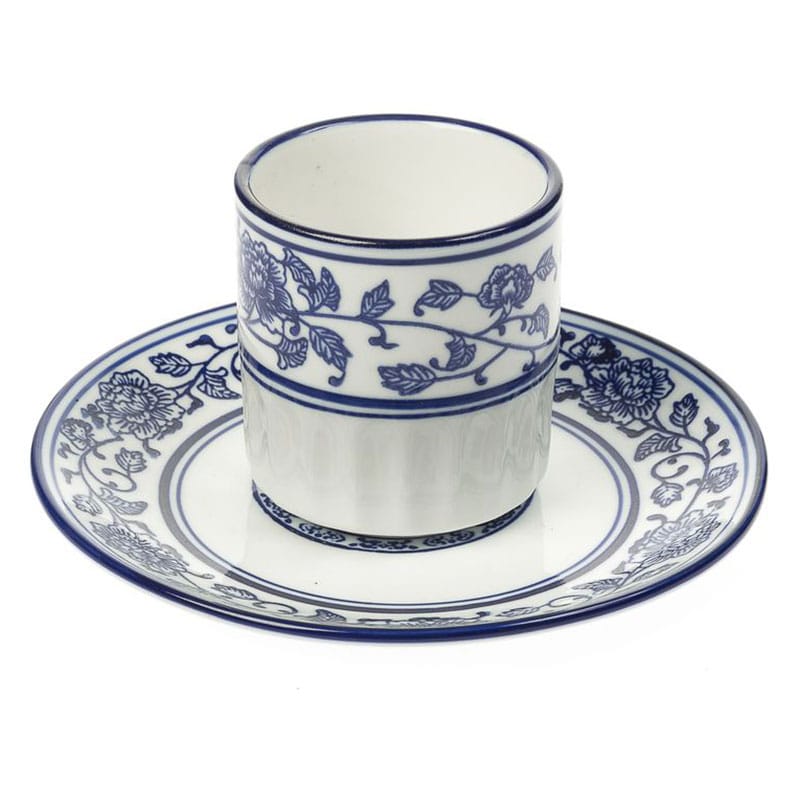 Artekko Artekko Cup Φλυτζάνι και Πιατάκι Πορσελάνης Λευκό/Μπλε Σετ/2 (6x6x7)cm 082-2201