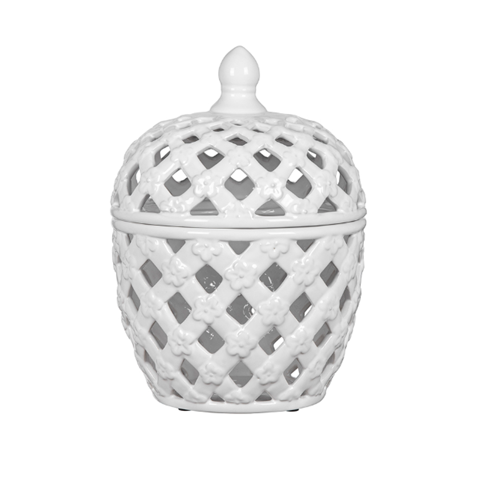 Artekko Artekko Lidded Jar Λευκό Κεραμικό Διακοσμητικό Δοχείο με Καπάκι (21.1x21.1x29.2)cm 1107