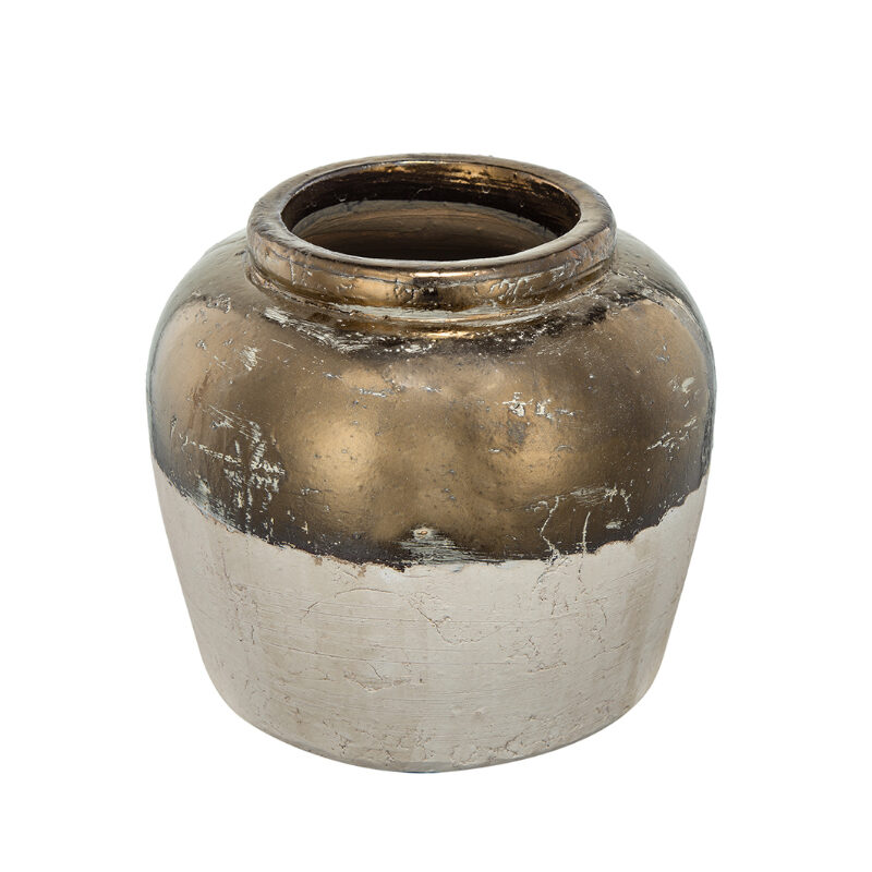 Artekko Artekko Candia Βάζο από Τερακότα σε Μπρονζέ με Μπεζ (33.5x33.5x28.5)cm 1343
