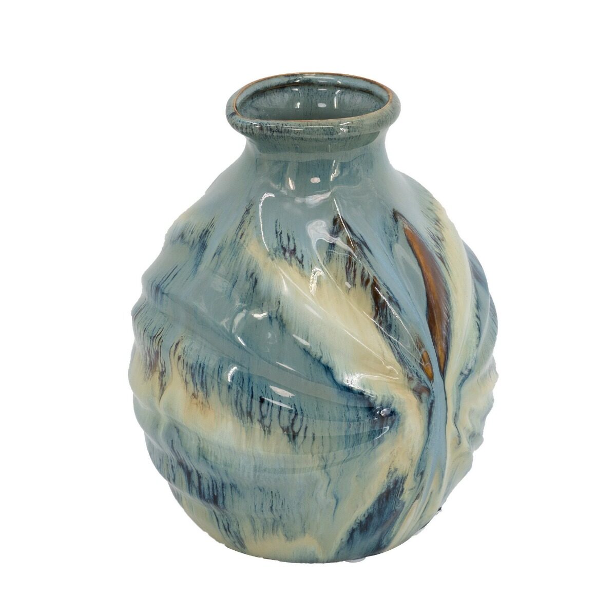 Artekko Artekko Glazed Διακοσμητικό Κεραμικό Βάζο σε Μπλε Αποχρώσεις (22x22x27.9)cm 13902
