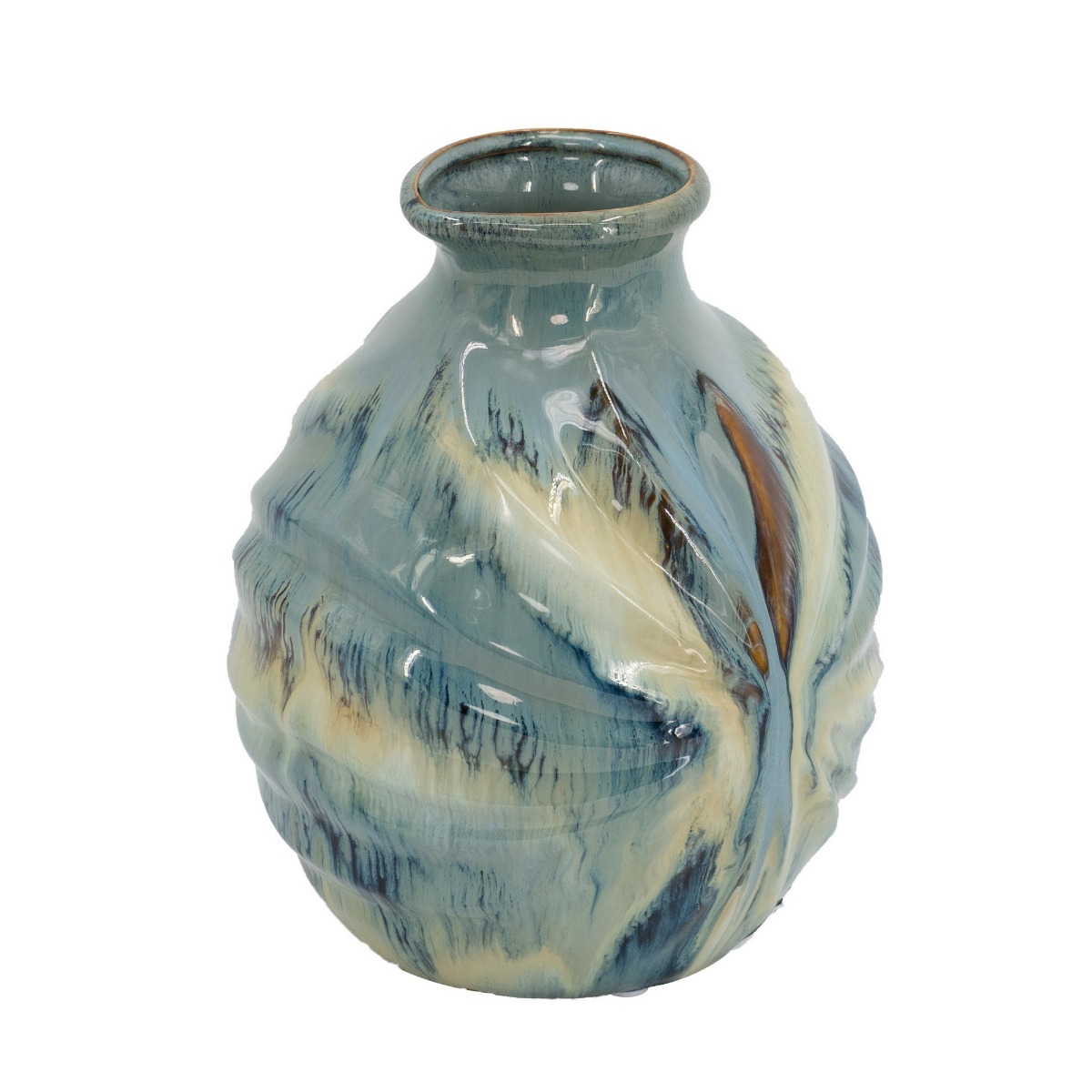Artekko Artekko Glazed Διακοσμητικό Κεραμικό Βάζο σε Μπλε Αποχρώσεις (22x22x27.9)cm 13902