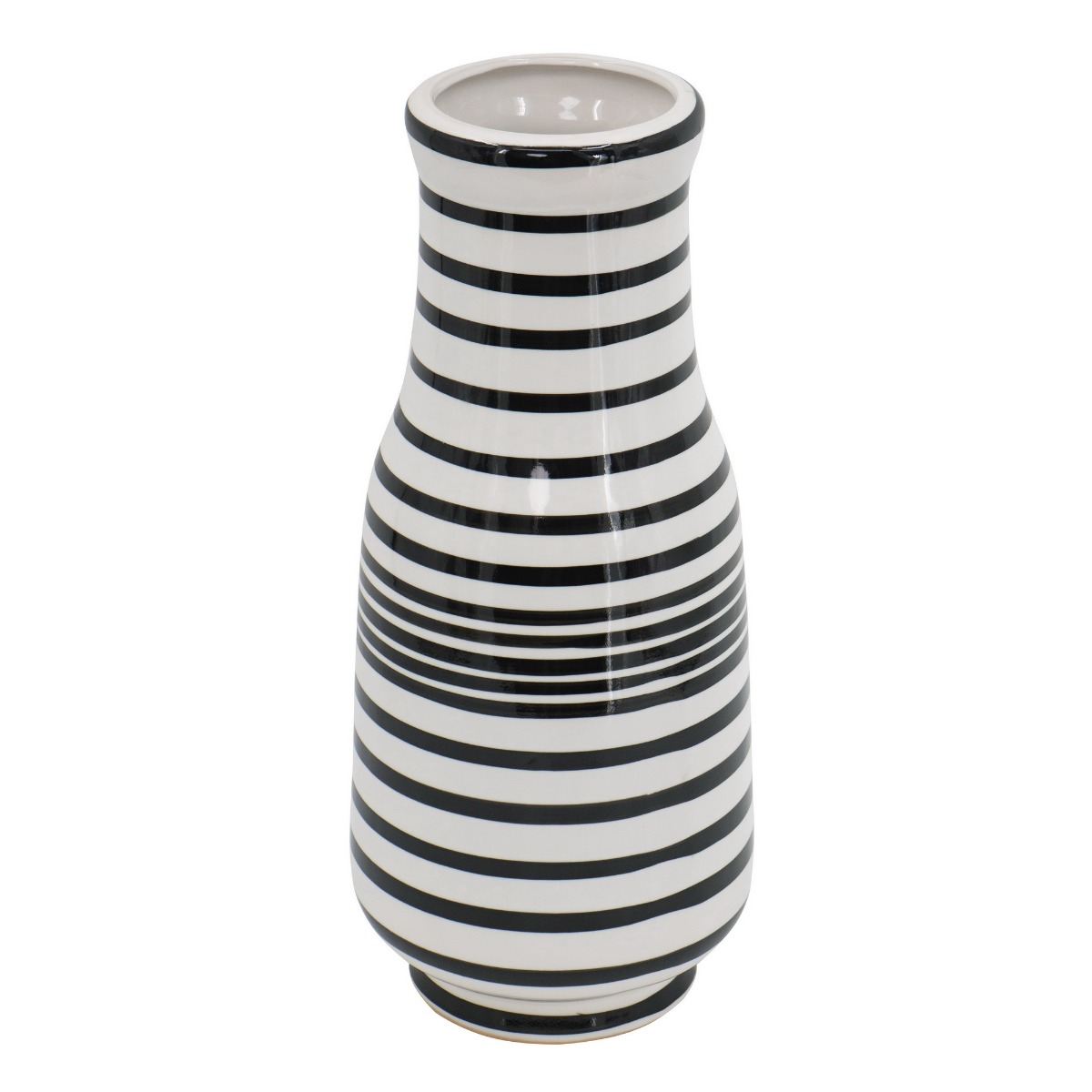Artekko Artekko Zebra Κεραμικό Βάζο Ριγέ σε Λευκό και Μαύρο (17.7x17.7x45.7)cm 14466