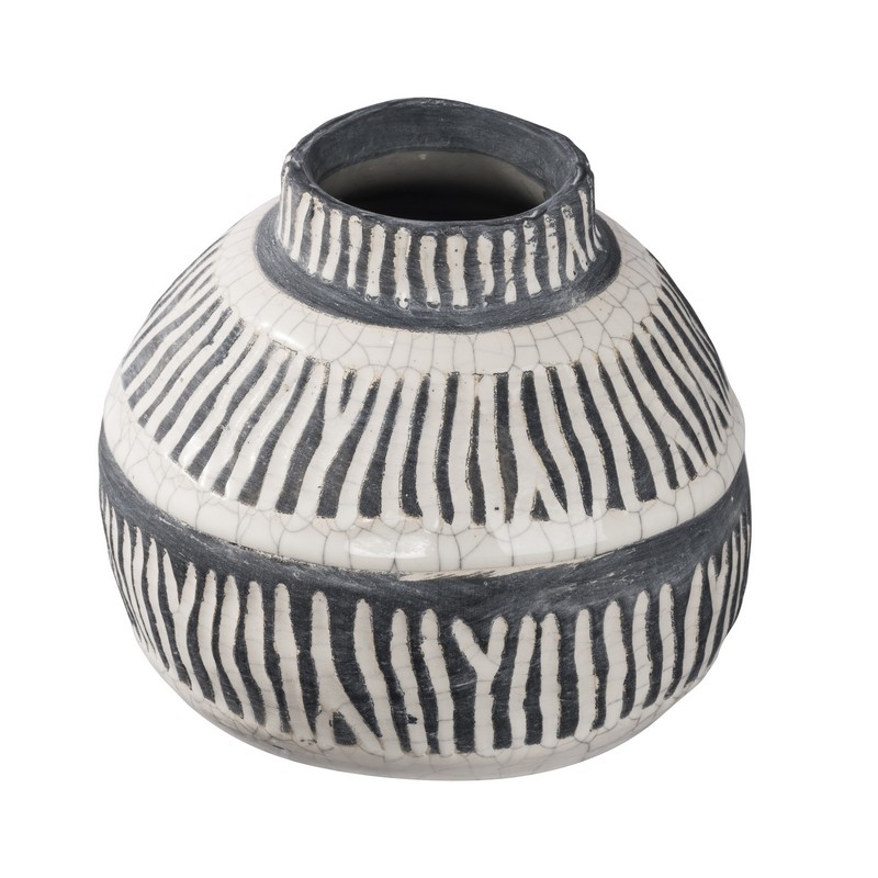 Artekko Artekko Candia Κεραμικό Βάζο σε Άσπρο με Γκρι (17x17x14.5)cm 1706