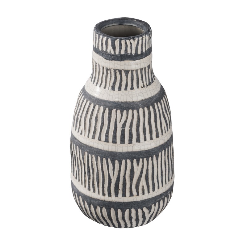Artekko Artekko Candia Κεραμικό Βάζο σε Άσπρο με Γκρι (14.5x14.5x28)cm 1707