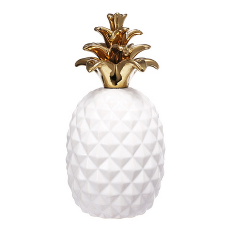 Artekko Artekko Pineapple Διακοσμητικός Ανανάς Κεραμικό Λευκό/Χρυσό (9x9x17)cm 1747-GLWH