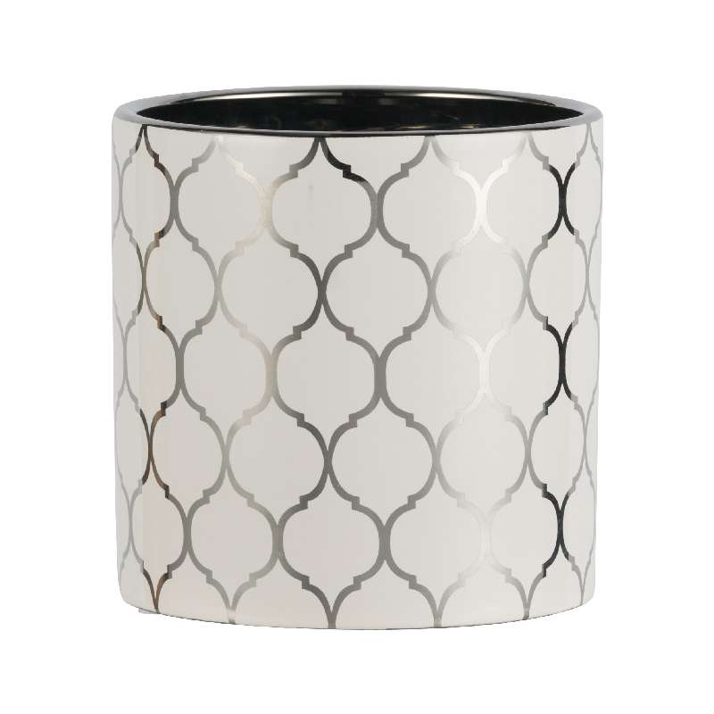 Artekko Artekko Silver Κεραμικό Κασπώ σε Λευκό με Ασημί (12x12x12)cm 1859